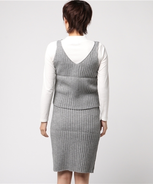 GeeRA（ジーラ）の「リブニットビスチェ＆スカート３点セット（スカート・レディース・ブラック/ブラウン/グレー・S/LL/L/M）」の9枚目の写真