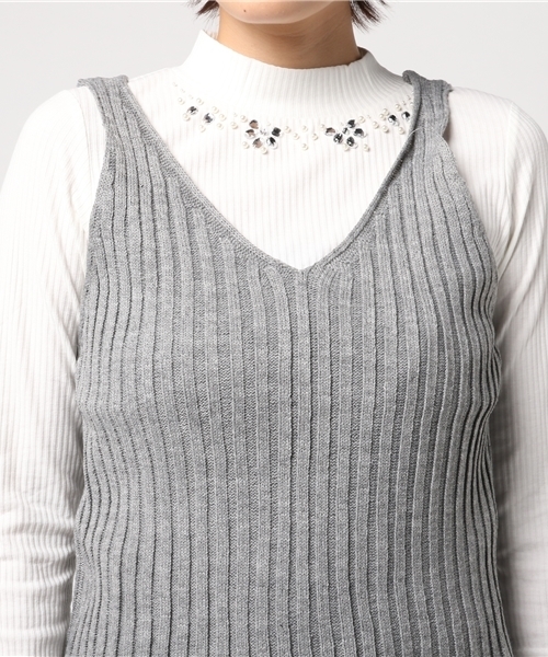 GeeRA（ジーラ）の「リブニットビスチェ＆スカート３点セット（スカート・レディース・ブラック/ブラウン/グレー・S/LL/L/M）」の4枚目の写真