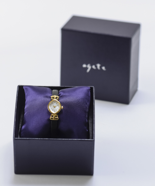 agete（アガット）の「革ベルトジュエリーウォッチ 【AGETE33BK時計