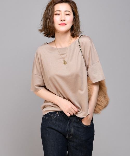 RIVE DROITE（リヴドロワ）の「【洗える】テンセルワイドカットソー（Tシャツ/カットソー・レディース・ブラック/ベージュ/オレンジ・FREE）」の2枚目の写真