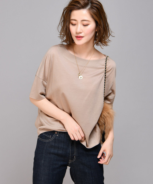 RIVE DROITE（リヴドロワ）の「【洗える】テンセルワイドカットソー（Tシャツ/カットソー・レディース・ブラック/ベージュ/オレンジ・FREE）」の4枚目の写真