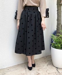 ドットフロッキーハイウエストフレアスカート