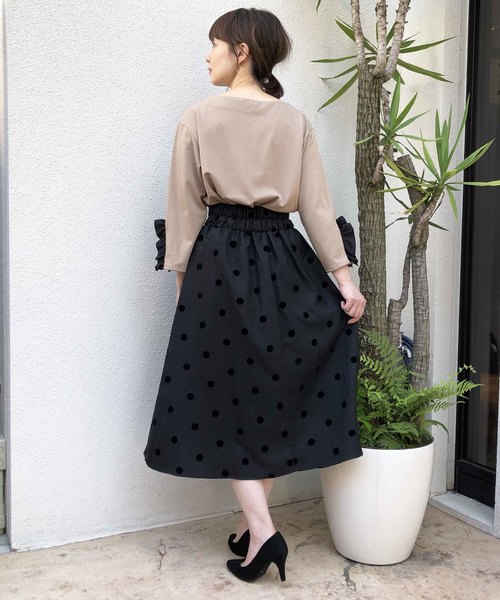 PICCIN(ピッチン)の「ドットフロッキーハイウエストフレアスカート(スカート・レディース・ブラック/ブラック系その他/グレー系その他・MEDIUM/LARGE)」の10枚目の写真