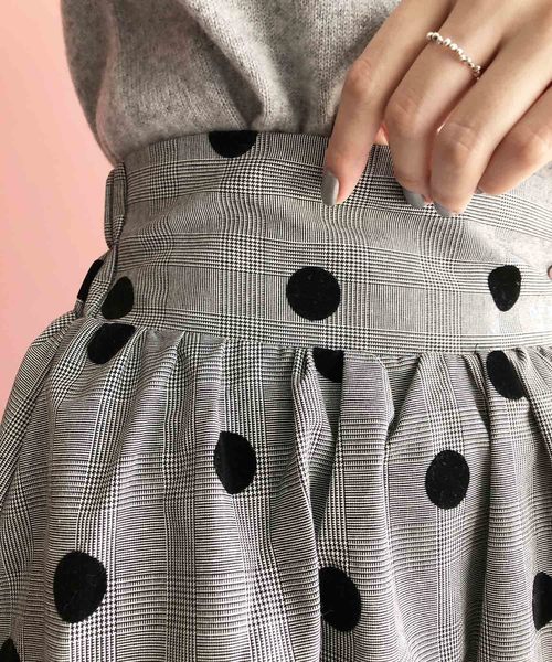 セール】ドットフロッキーハイウエストフレアスカート（スカート