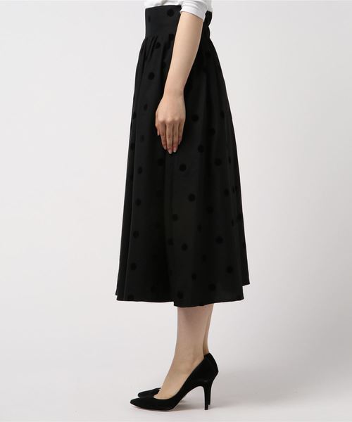 PICCIN（ピッチン）の「ドットフロッキーハイウエストフレアスカート  
