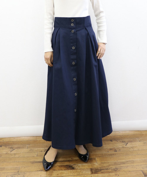 andme（アンドミー）の「綿ツイルマキシ丈フレアスカート ジャンパースカート（スカート・レディース・ベージュ/ネイビー/カーキ・M/L）」の6枚目の写真