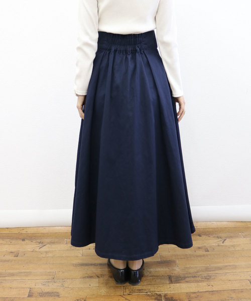 andme（アンドミー）の「綿ツイルマキシ丈フレアスカート ジャンパースカート（スカート・レディース・ベージュ/ネイビー/カーキ・M/L）」の7枚目の写真