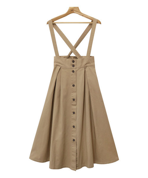 andme（アンドミー）の「綿ツイルマキシ丈フレアスカート ジャンパースカート（スカート・レディース・ベージュ/ネイビー/カーキ・M/L）」の15枚目の写真