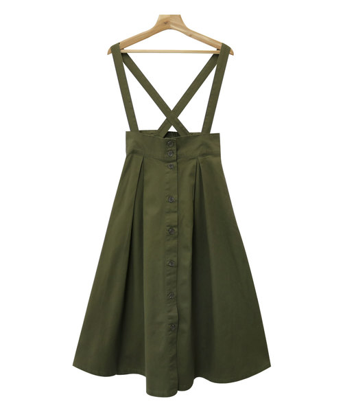 andme（アンドミー）の「綿ツイルマキシ丈フレアスカート ジャンパースカート（スカート・レディース・ベージュ/ネイビー/カーキ・M/L）」の16枚目の写真