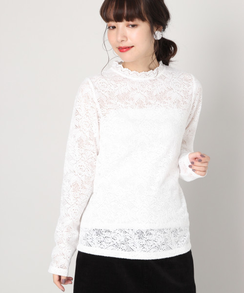LOWRYS FARM(ローリーズファーム)の「キモウレースプルオーバー 814077(Tシャツ/カットソー・レディース・ブラック/エンジ/オフホワイト・MEDIUM/LARGE)」の2枚目の写真