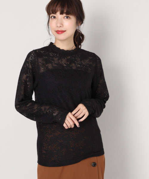 LOWRYS FARM(ローリーズファーム)の「キモウレースプルオーバー 814077(Tシャツ/カットソー・レディース・ブラック/エンジ/オフホワイト・MEDIUM/LARGE)」の3枚目の写真