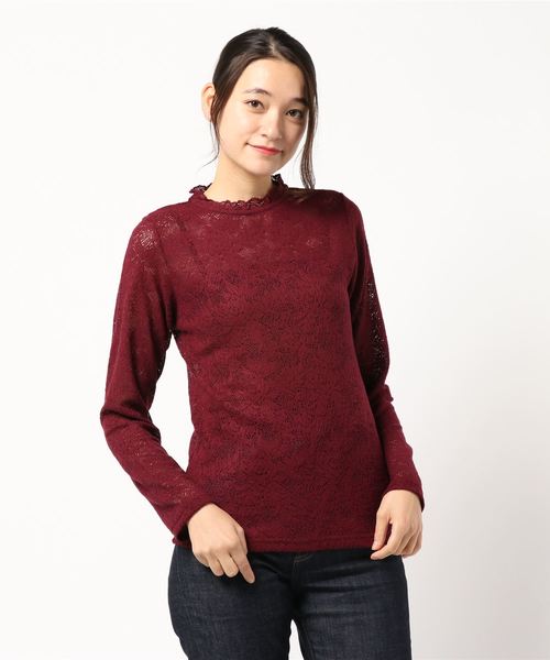 LOWRYS FARM(ローリーズファーム)の「キモウレースプルオーバー 814077(Tシャツ/カットソー・レディース・ブラック/エンジ/オフホワイト・MEDIUM/LARGE)」の7枚目の写真