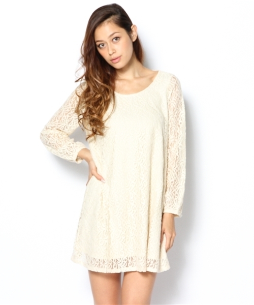 mystic(ミスティック)の「レースフレアOP(ワンピース・レディース・ネイビー/オフホワイト/ベージュ/ブラック・フリ-)」の3枚目の写真