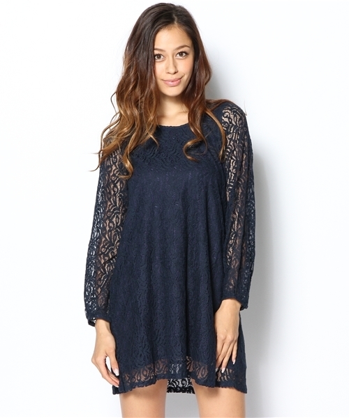 mystic(ミスティック)の「レースフレアOP(ワンピース・レディース・ネイビー/オフホワイト/ベージュ/ブラック・フリ-)」の4枚目の写真