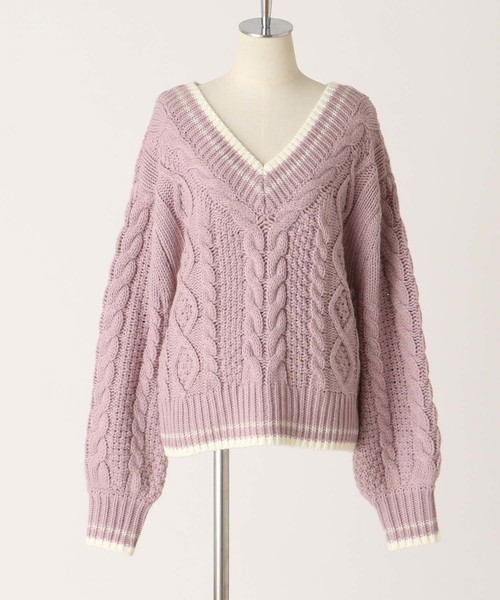 one after another NICE CLAUP（ワンアフターアナザーナイスクラップ）の「チルデンニット（ニット/セーター・レディース・アイボリー/ネイビー/ピンク/ブルー・FREE）」の20枚目の写真