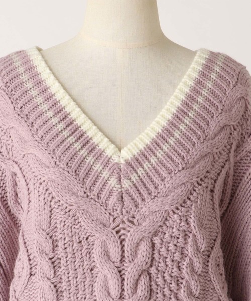 one after another NICE CLAUP（ワンアフターアナザーナイスクラップ）の「チルデンニット（ニット/セーター・レディース・アイボリー/ネイビー/ピンク/ブルー・FREE）」の17枚目の写真