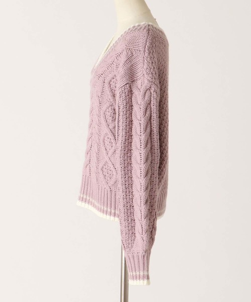 one after another NICE CLAUP（ワンアフターアナザーナイスクラップ）の「チルデンニット（ニット/セーター・レディース・アイボリー/ネイビー/ピンク/ブルー・FREE）」の6枚目の写真