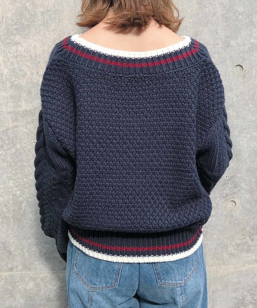 one after another NICE CLAUP（ワンアフターアナザーナイスクラップ）の「チルデンニット（ニット/セーター・レディース・アイボリー/ネイビー/ピンク/ブルー・FREE）」の13枚目の写真