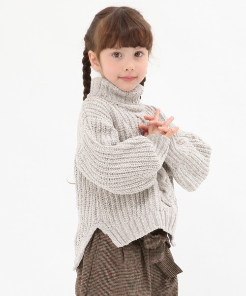 GLOBAL WORK(グローバルワーク)の「【キッズ】ユルタートルモールニットプルオーバー/804770(ニット/セーター・キッズ・グレー/ホワイト系その他2・SMALL/MEDIUM/LARGE/X-LARGE/XX-LARGE)」の2枚目の写真