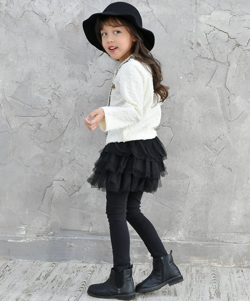 Bee des Bee（ビーデスビー）の「ツイードジャケット風　 ジャケット（ノーカラージャケット・キッズ・ブラック/アイボリー/ライトピンク・100cm/110cm/120cm/130cm/140cm/150cm）」の12枚目の写真