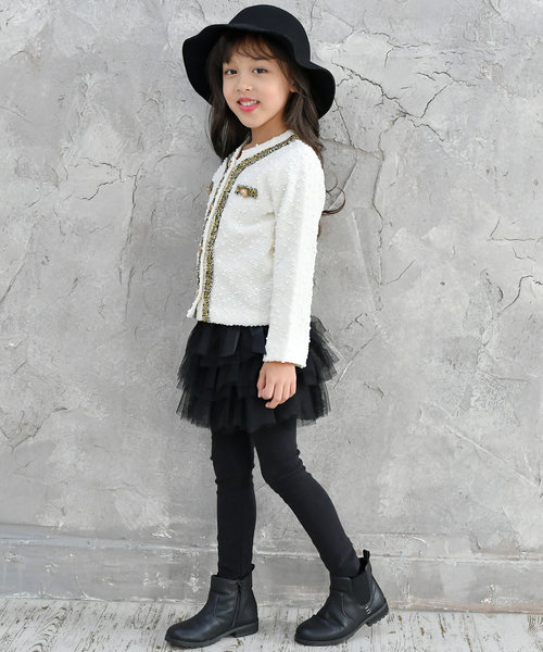 Bee des Bee（ビーデスビー）の「ツイードジャケット風　 ジャケット（ノーカラージャケット・キッズ・ブラック/アイボリー/ライトピンク・100cm/110cm/120cm/130cm/140cm/150cm）」の13枚目の写真