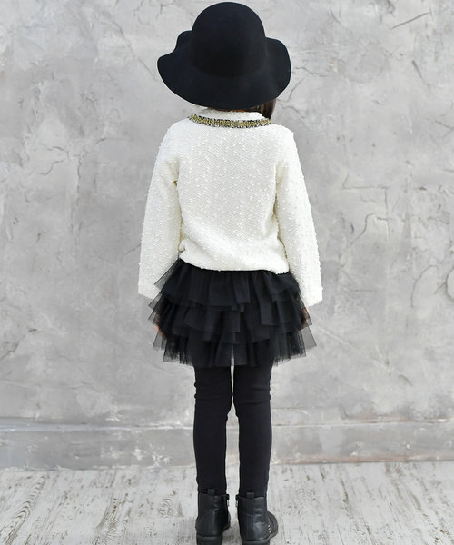 Bee des Bee（ビーデスビー）の「ツイードジャケット風　 ジャケット（ノーカラージャケット・キッズ・ブラック/アイボリー/ライトピンク・100cm/110cm/120cm/130cm/140cm/150cm）」の17枚目の写真