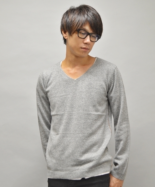 SHIPS JET BLUE（シップスジェットブルー）の「JB: カシミヤ Vネックニット（ニット/セーター・メンズ・ブラック/チャコールグレー/グリーン/オレンジ・LARGE/SMALL/MEDIUM）」の3枚目の写真