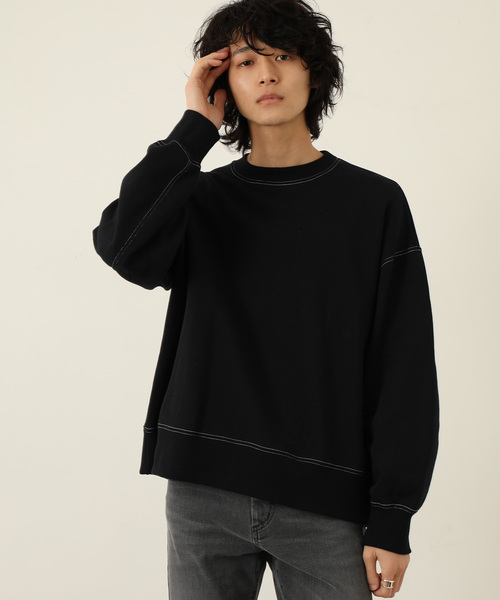 シェリエ sheller ボリュームスリーブ　コンパクトスウェット　黒 STUDIOUS（ステュディオス）の「【STUDIOUS】ボリュームスリーブ