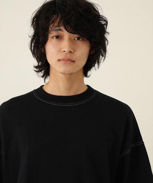 STUDIOUS（ステュディオス）の「【STUDIOUS】ボリュームスリーブステッチクルースウェット（スウェット・メンズ・ホワイト/ブラック・1/2/3）」の4枚目の写真