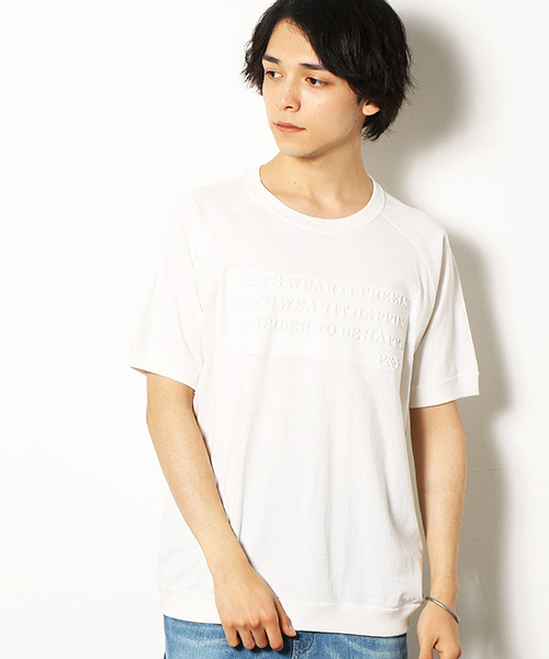 Purple&Yellow(パープルアンドイエロー)の「メッセージロゴ ラグランスリーブ Tシャツ(Tシャツ/カットソー・メンズ・ブラック/レッド/ブルー/アイボリー・SMALL/MEDIUM/LARGE/X-LARGE/X-SMALL)」の2枚目の写真