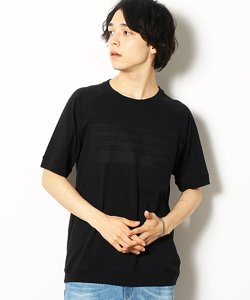 Purple&Yellow(パープルアンドイエロー)の「メッセージロゴ ラグランスリーブ Tシャツ(Tシャツ/カットソー・メンズ・ブラック/レッド/ブルー/アイボリー・SMALL/MEDIUM/LARGE/X-LARGE/X-SMALL)」の3枚目の写真