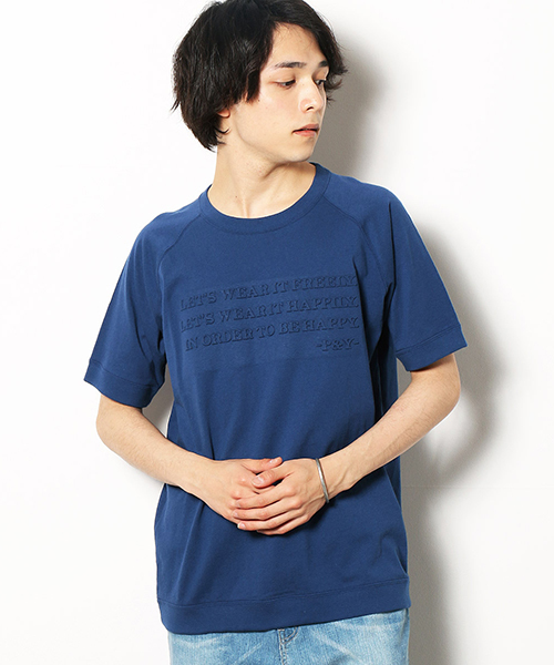 Purple&Yellow(パープルアンドイエロー)の「メッセージロゴ ラグランスリーブ Tシャツ(Tシャツ/カットソー・メンズ・ブラック/レッド/ブルー/アイボリー・SMALL/MEDIUM/LARGE/X-LARGE/X-SMALL)」の5枚目の写真