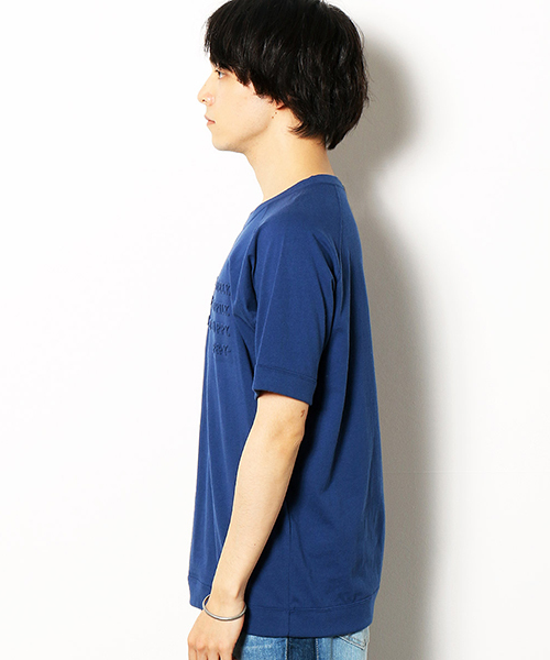 Purple&Yellow(パープルアンドイエロー)の「メッセージロゴ ラグランスリーブ Tシャツ(Tシャツ/カットソー・メンズ・ブラック/レッド/ブルー/アイボリー・SMALL/MEDIUM/LARGE/X-LARGE/X-SMALL)」の6枚目の写真