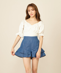 MIIA | フリルデニムキュロットパンツ(デニムパンツ)