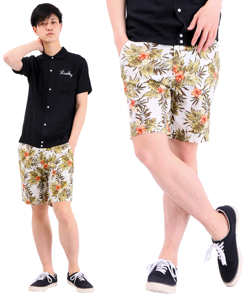 WEGO(ウィゴー)の「WEGO/ボタニカルショーツ(その他パンツ・メンズ・ブラック/ブルー/ホワイト/ネイビー・LARGE/MEDIUM)」の2枚目の写真