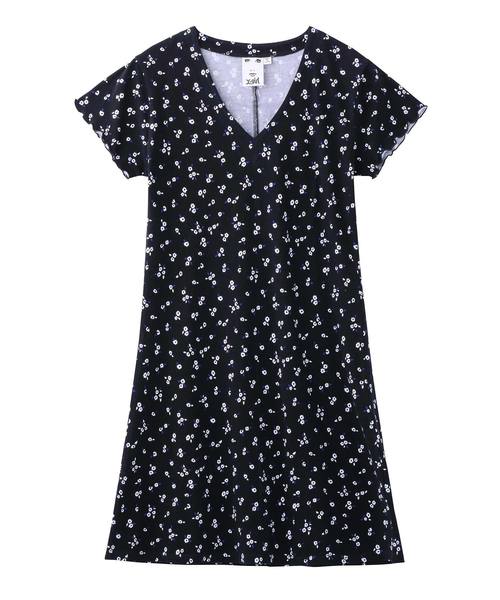 X-girl（エックスガール）の「FLORAL DRESS（ワンピース・レディース・ブラック/ライトパープル/オリーブ・1/2）」の7枚目の写真