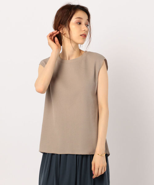 NOLLEY’S(ノーリーズ)の「ワッフルバックスリットノースリーブカットソー(Tシャツ/カットソー・レディース・ホワイト/ブラック/グレイッシュベージュ・38)」の1枚目の写真