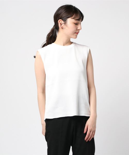 NOLLEY’S(ノーリーズ)の「ワッフルバックスリットノースリーブカットソー(Tシャツ/カットソー・レディース・ホワイト/ブラック/グレイッシュベージュ・38)」の11枚目の写真