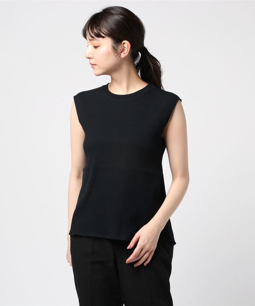 NOLLEY’S(ノーリーズ)の「ワッフルバックスリットノースリーブカットソー(Tシャツ/カットソー・レディース・ホワイト/ブラック/グレイッシュベージュ・38)」の7枚目の写真