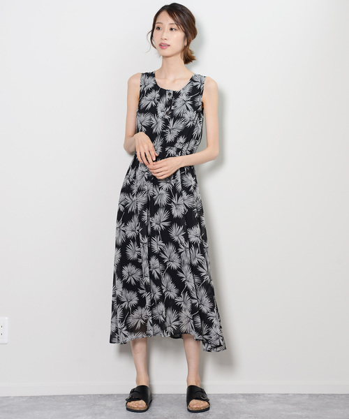 shopnikoniko(ショップニコニコ)の「ヤシ柄ヘンリーノースリワンピース(ワンピース・レディース・ブラック/ベージュ/オフホワイト・フリー)」の22枚目の写真
