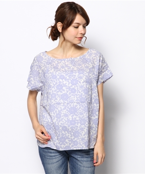 coen（コーエン）の「テンセル混大花柄ブラウス（シャツ/ブラウス・レディース・ライラック/イエロー/ブラック・フリー）」の2枚目の写真