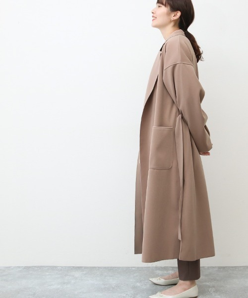 Social GIRL(ソーシャルガール)の「ニットオーバーサイズロングガウンコート(チェスターコート・レディース・ブラック/サックスブルー/アイボリー/モカ/ピンクベージュ/グレイッシュベージュ/スモークピンク/ミント/ブルーパープル/ライトグレー/チャコールグレー・M/S/L)」の18枚目の写真