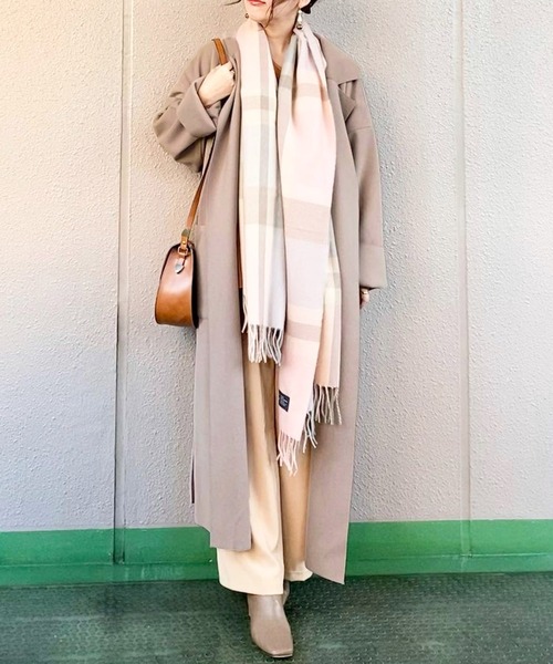 Social GIRL(ソーシャルガール)の「ニットオーバーサイズロングガウンコート(チェスターコート・レディース・ブラック/サックスブルー/アイボリー/モカ/ピンクベージュ/グレイッシュベージュ/スモークピンク/ミント/ブルーパープル/ライトグレー/チャコールグレー・M/S/L)」の20枚目の写真