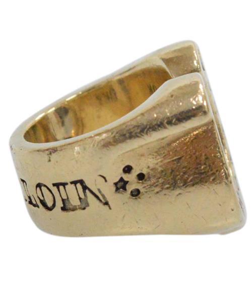 22k ＋AAAダイヤ　ホースシューリング 15〜16号相当 ブランド古着】ダイヤ入ホースシューリング ゴールド チック