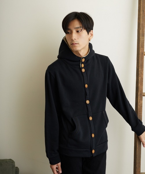 VIBGYOR(ヴィブジョー)の「VIBGYOR Select/パーカー釦カーディガンパイル裏起毛×ボア(BL)(パーカー・メンズ・チャコールグレー/ライトグレー/ブラック/ベージュ/ネイビー/その他1/その他2/杢グレー・MEDIUM/LARGE/X-LARGE)」の20枚目の写真