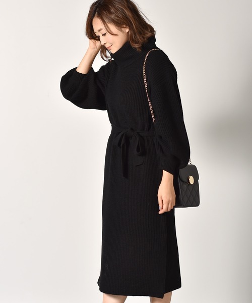 Retrogirl レトロガール のファッション ワンピース オフタートルニットワンピ ワンピース