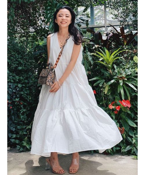 EVRIS（エヴリス）の「ティアードマキシワンピース（ワンピース・レディース・ホワイト/ブラック/レッド/カーキ・FREE）」の14枚目の写真