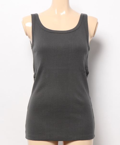 AMERICAN HOLIC（アメリカンホリック）の「針抜きテレコタンクトップ（タンクトップ・レディース・チャコールグレー/ブラック/オフホワイト/グレイッシュベージュ・M/L）」の9枚目の写真