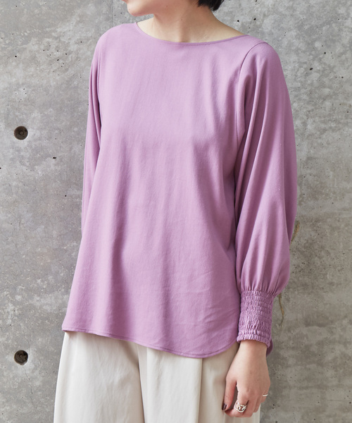 Liesse(リエス)の「袖シャーリングブラウス(シャツ/ブラウス・レディース・オフホワイト/チャコールグレー/パープル/キナリ・FREE)」の14枚目の写真