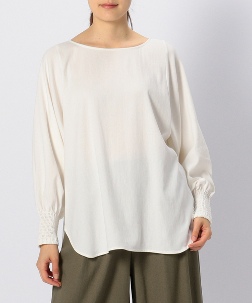 Liesse(リエス)の「袖シャーリングブラウス(シャツ/ブラウス・レディース・オフホワイト/チャコールグレー/パープル/キナリ・FREE)」の16枚目の写真